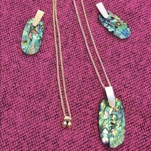 Kendra Scott Abalone Earrings And Necklace Set